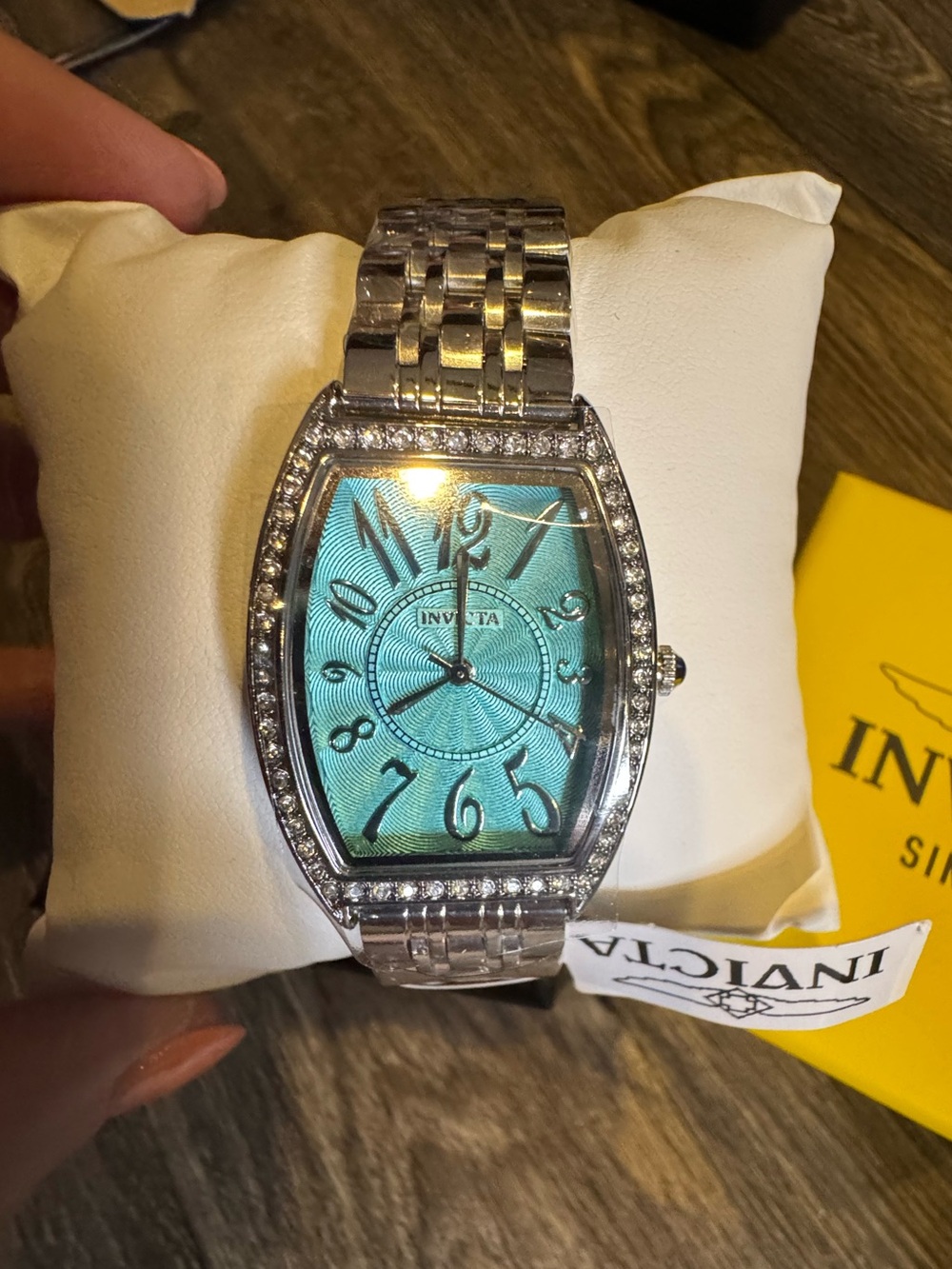 Invicta Wildflower Silver Watch with Turquoise Dial and Crystal Bezel